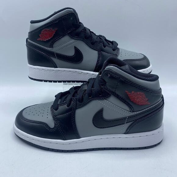 Air Jordan 1 MID (GS) Black Shadow Red Size 4Y 554725 096 Brand NEW - Picture 2 of 11